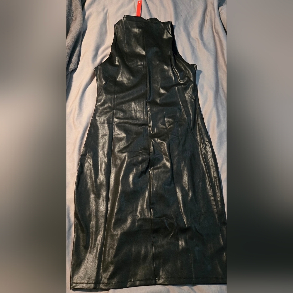 Popilush FAUX LEATHER DRESS --WITH BUILT IN SHAPEWEAR #517 - Picture 4 of 13